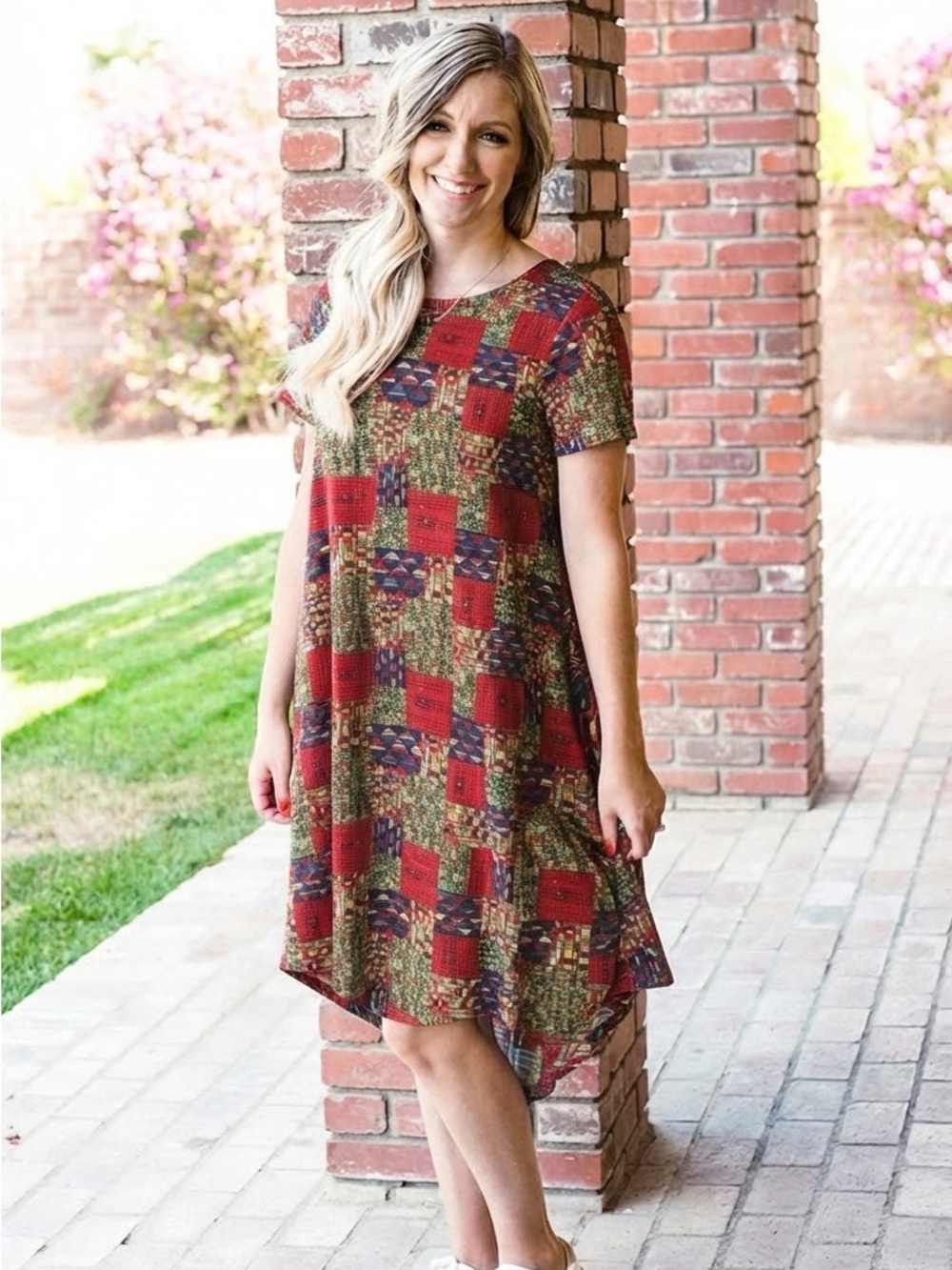 LULAROE Patchwork Print Carly Short Sleeve Dress